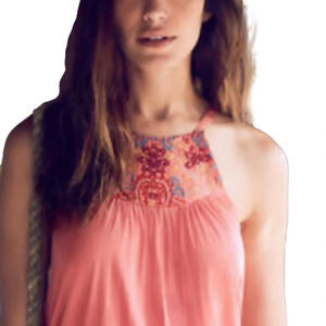 Peach embroidered tank